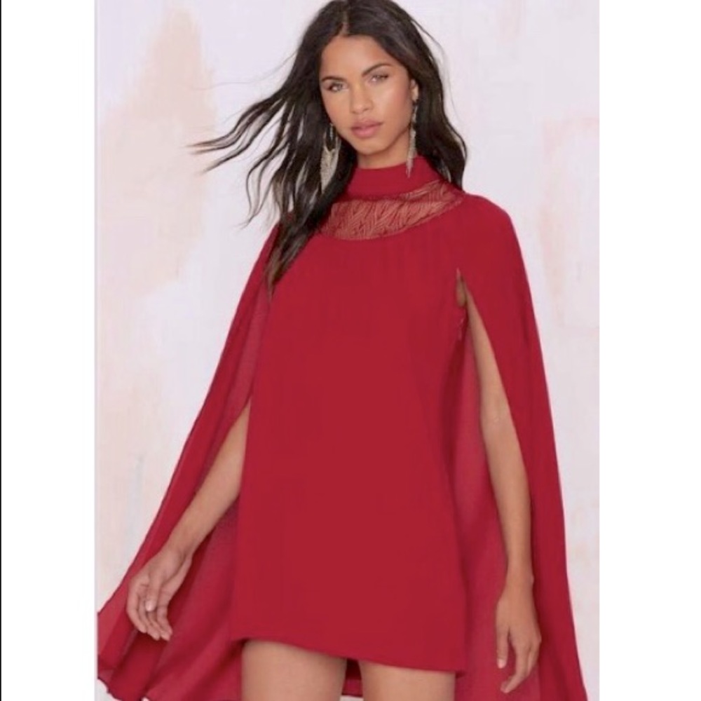 NastyGal red cape dress